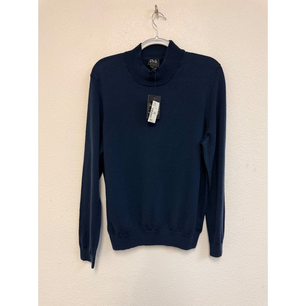 Jos. A. Bank Traveler Men's Large Navy Merino Wool Mock Neck Sweater NWT
